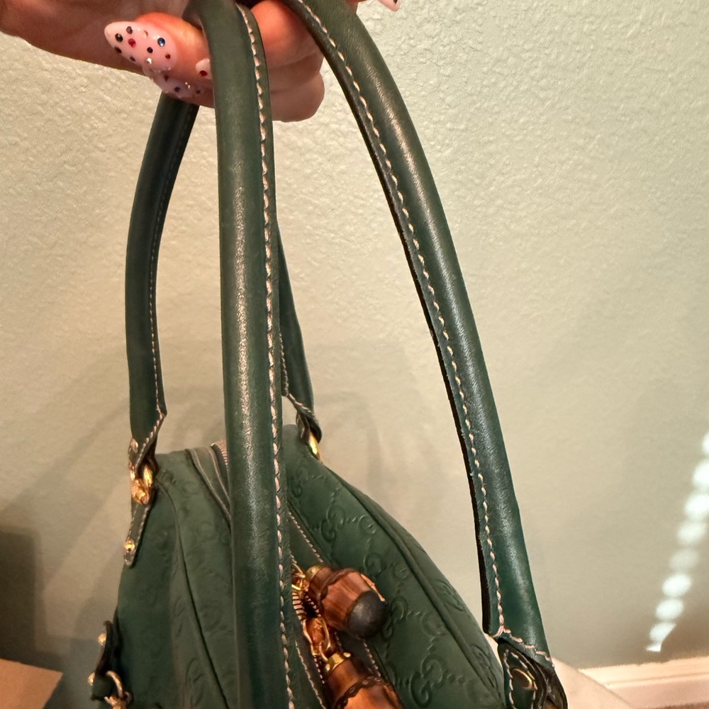 Gucci Dark Green Guccissima Leather Shoulder Bag with Gold Hardware - Picture 11 of 13